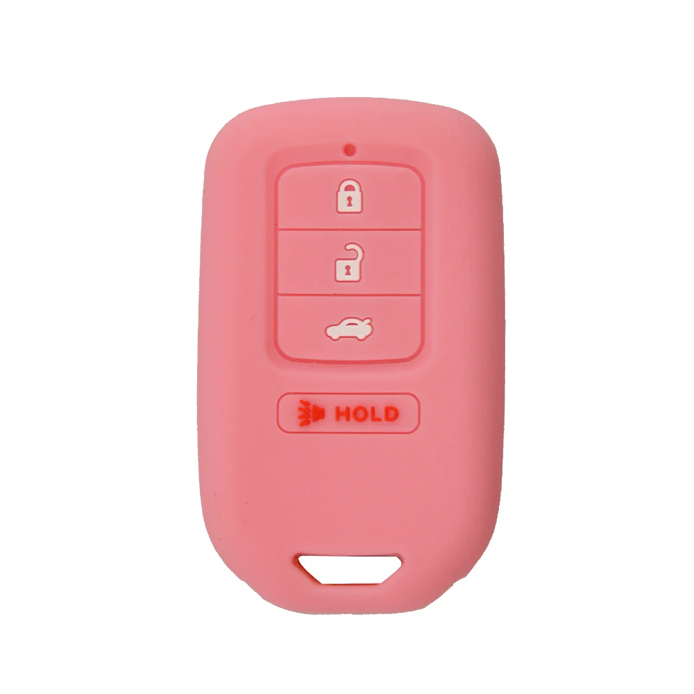 OkeyTech силиконовый 4 кнопки чехол для дистанционного ключа автомобиля чехол для Honda Accord EX EXL Civic Crv Crz Hrv Pilot Ridgeline - Название цвета: Pink