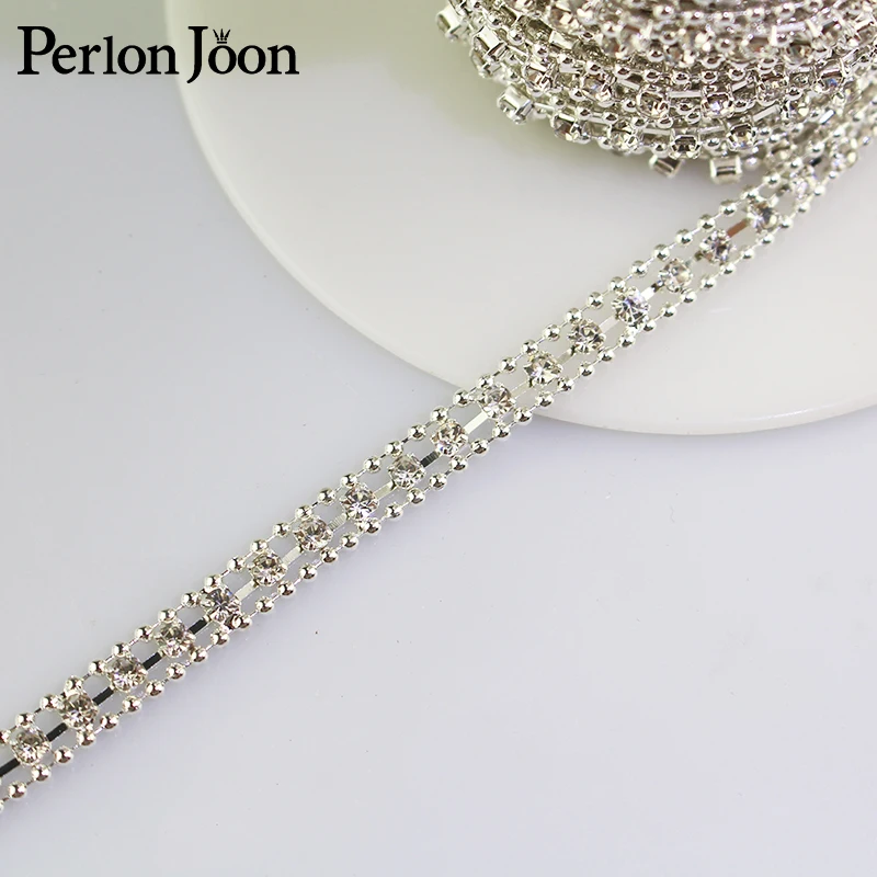 

1 yard 5mm width of small rhinestone trim plating sliver crystal chain ribbon for clothing shoes decorative accessories ML068