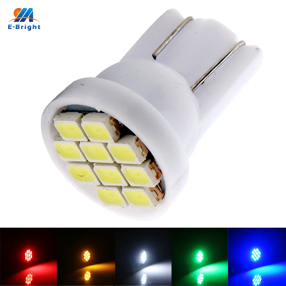 

YM E-Bright 50 PCS T10 194 168 1206 10 SMD 10 LED 12V DC Interior Lighting Instrument Lights Car LED Light Auto Bulbs Mix Colors