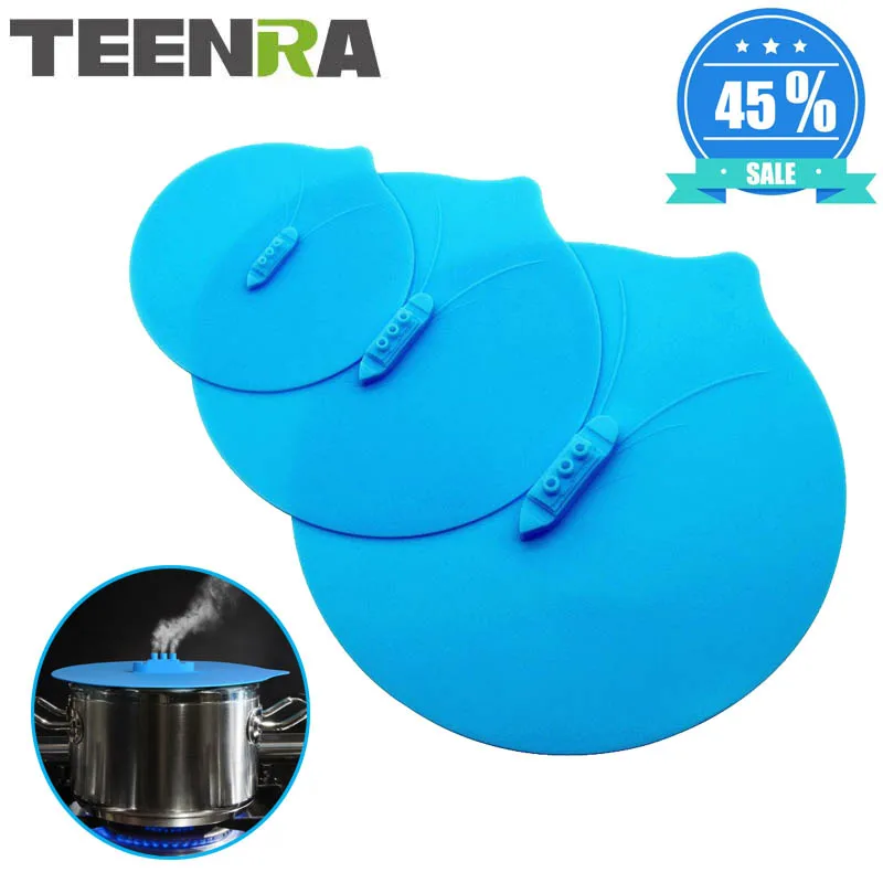 

TEENRA 3PCS Silicone Steam Ship Pot Lids Pressure Cooker Lid Seal Silicone Cover For Pan Silicone Lid Spill Stopper Kitchen Tool