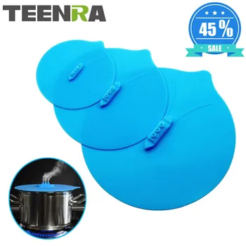 

TEENRA 3PCS Silicone Steam Ship Pot Lids Pressure Cooker Lid Seal Silicone Cover For Pan Silicone Lid Spill Stopper Kitchen Tool