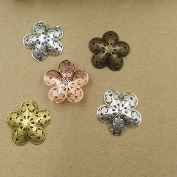 

50pcs 25mm flowers shape filigree warp charms for diy accessories--color option
