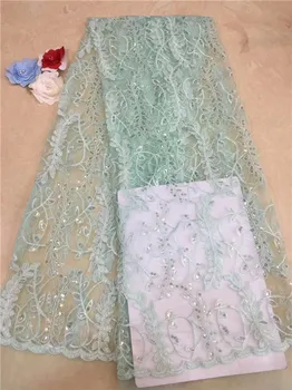 

Peach Beautifical Latest French Lace Fabric 2019 Flowr Embroidered Tulle Lace African Fabric With Sequins For Women Clothes (319
