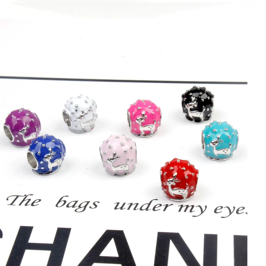 

New Original Free Shipping Christmas DIY bead reindeer Charm Fit European Pandora Bracelet Necklace DIY Women Jewelry Trinket
