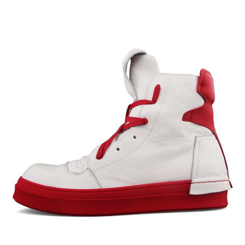Negro azul Casuales blanco Alta Plana Blanco Botas Negro Superior Zapatillas Hombres Cordones Botines De Cuero Zapatos Genuino Lujo Con Seak Owen HRqtUx