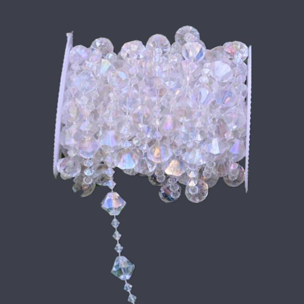 10M/ Roll New Rainbow Acrylic Crystal Bead Garland Diamond Strand DIY