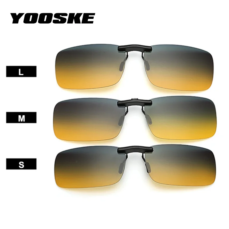 

YOOSKE Rimless Polarized Sunglasses Clip on Glasses for Driver Driving Night Vision Sun Glasses Men Flip on Myopia Glasses UV400