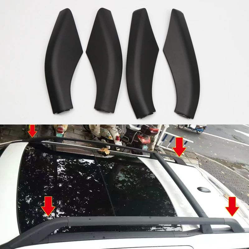 

For Land Rover Freelander 2, LR2 2006-2014 Black Car Accessories Roof Rack Rail End Cover Shell Replacement Cap 4 PCS