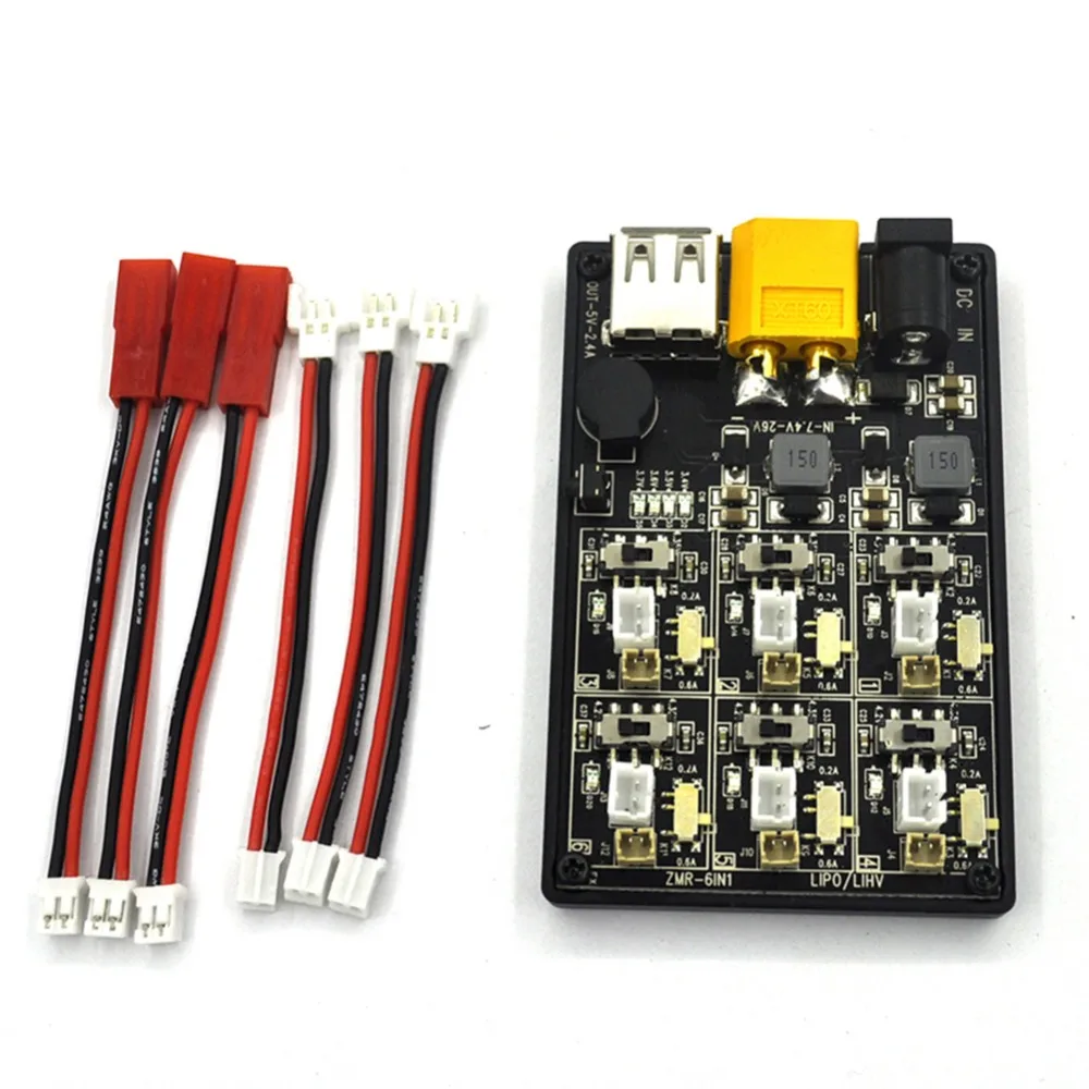 

Newest 6IN1 1S Charging Board 6 In 1 Charger Board for RC Lipo LiHV Battery Charger Lithium Batteries Charger Aircraft Part