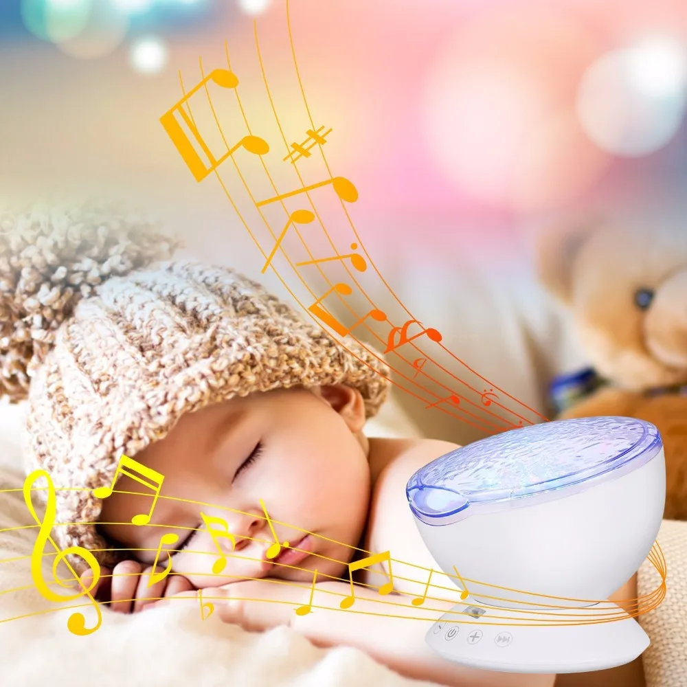 

New LED Night Light 7 Colors Change Starry Sky Remote Control Ocean Wave Projector Mini Music Night Lamp for Baby Kids