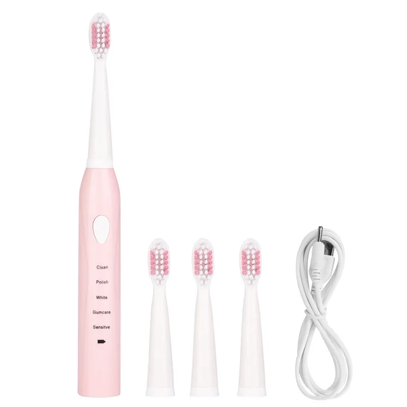 

USB Rechargeable Sonic Electric Toothbrush Dental Care Tooth Brush Waterproof Oral Care Teeth Brush With 3 pcs Replacement Head