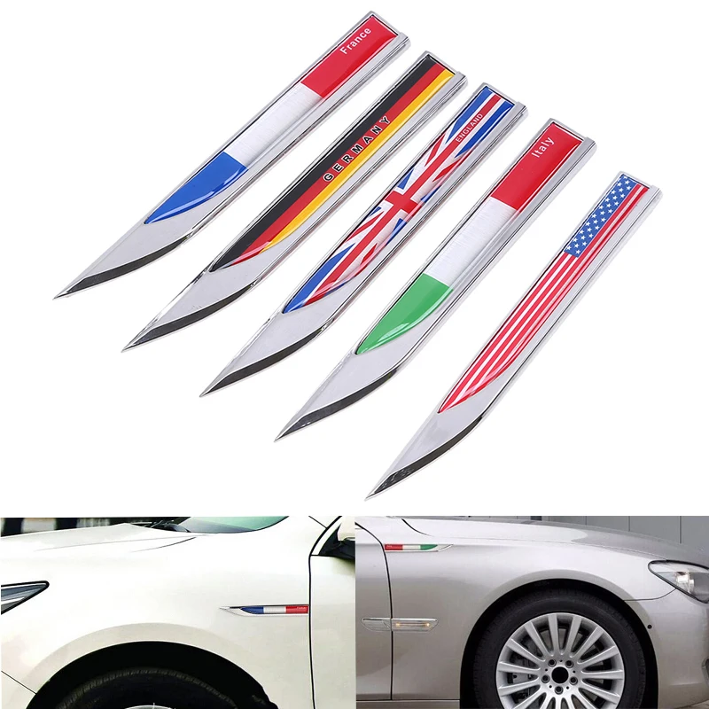 POSSBAY 1Pair UK US France German Italy Flag Universal Car