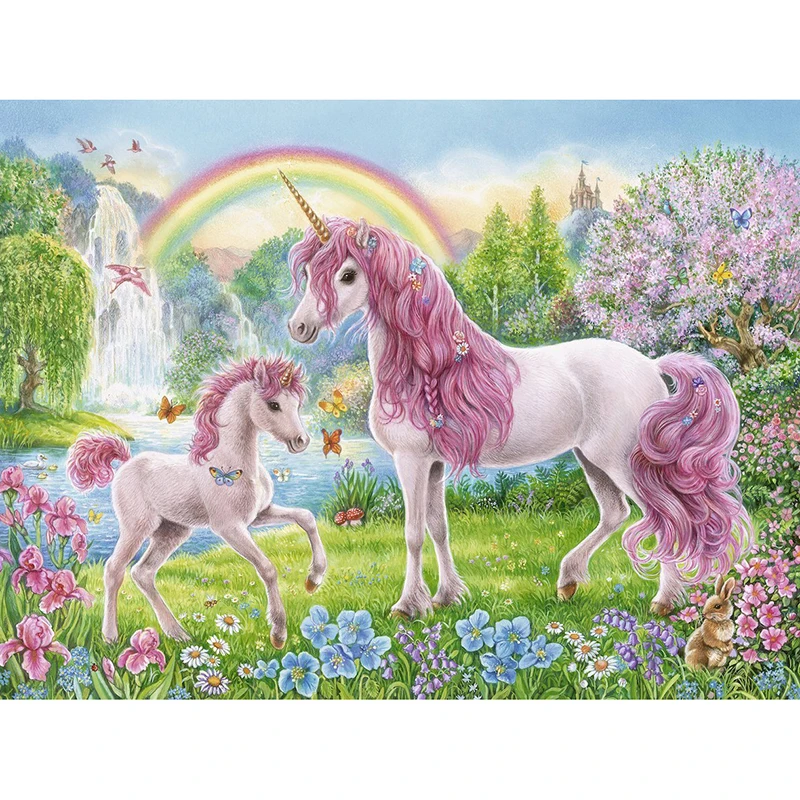 5D DIY full Square/Round Drill diamond painting Cross stitch Cartoon Rainbow Unicorn Rhinestone embroidery Home Mosaic decor | Дом и сад
