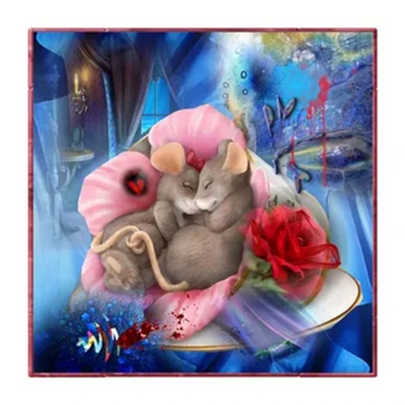 

Diamond Mouse 5D DIY Home Decor Forever Moment Painting Rhinestone Needle Diamond Embroidery Mosaic Wall Sticker Image
