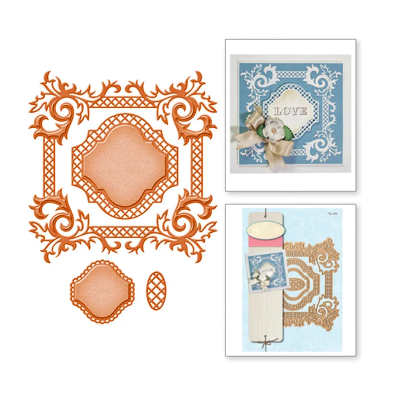 

Naifumodo 4 Pcs/lot Metal Cutting Dies Scrapbooking for Card Making DIY Embossing Cuts New Craft Square Pattern Frame Decoration