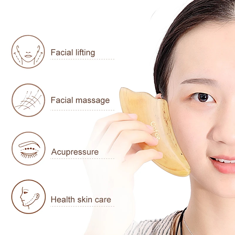 Cofoe Gua Sha Facial Massage Scraping Tool OX Horn Gusha Therapy Guasha Plate Board Scraper for