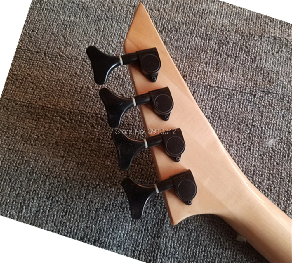 top quality  custom neck through mahogany lightning body bass 4 strings electric bass guitar.