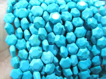

2strands 10mm turquoise beads coin disc round handmade faceted hexagon blue beads