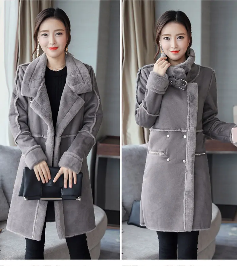 2017New зиму Шерстяное пальто из овечьей шерсти Для женщин большой размер толстые шерстяные женские куртка Модные женские пальто manteau femme hiver Z258