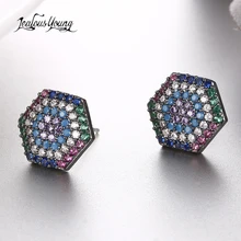 Druzy панковские винтажные многоцветные серьги-гвоздики с черным пистолетом квадратные Bohimian Africa серьги для женщин CZ индийские ювелирные изделия brincos