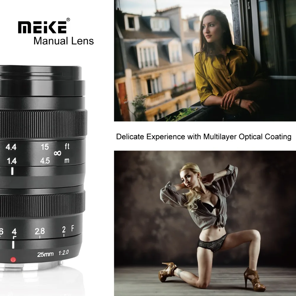 Meike 25 мм f/2,0 с низким уровнем искажений ручная фокусировка объектива для sony a6000 a6300 a6500 a5000 NEX3/5/6/7 APS-C рамка беззеркальных камер