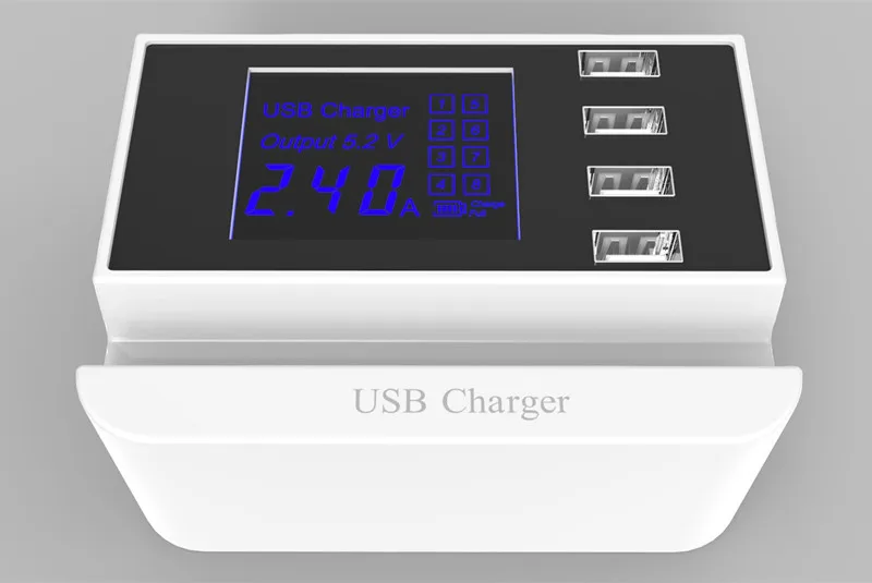 Thbelieve 4 USB Port Charger LCD Voltage Ammeters Display Charging Multi Port USB Chargers With Mobile Phone Holders Power Strip (6)