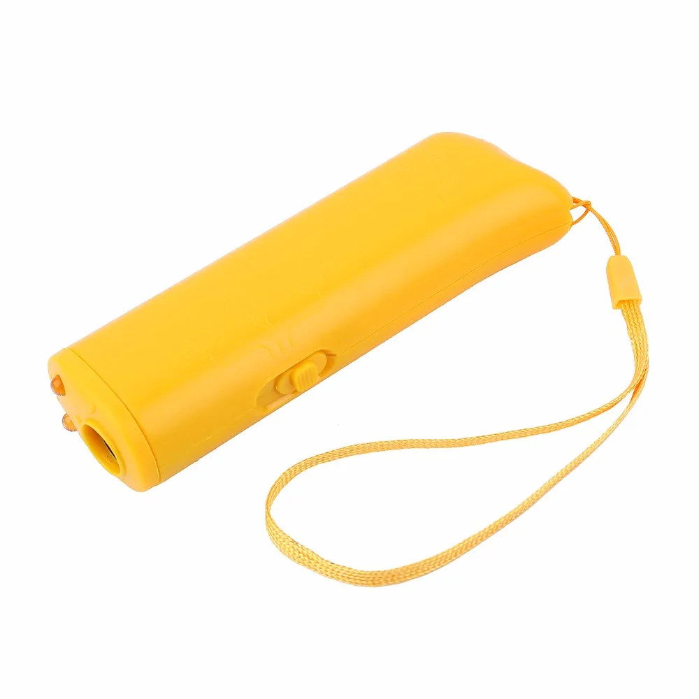Pet Dog Repeller Anti Barking Dog Training Device Trainer LED Ultrasonic 3 in 1 Dog Toys Without Battery for Dogs Pet Supplies - Цвет: Yellow No Battery