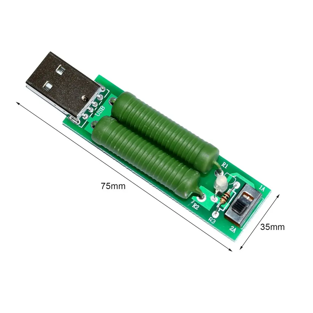 2Pcs 10W USB Load Resistance Mobile Power Aging Testing Resistors 2A 1A USB Port Current Voltage Meter Tester Adapter Dropship