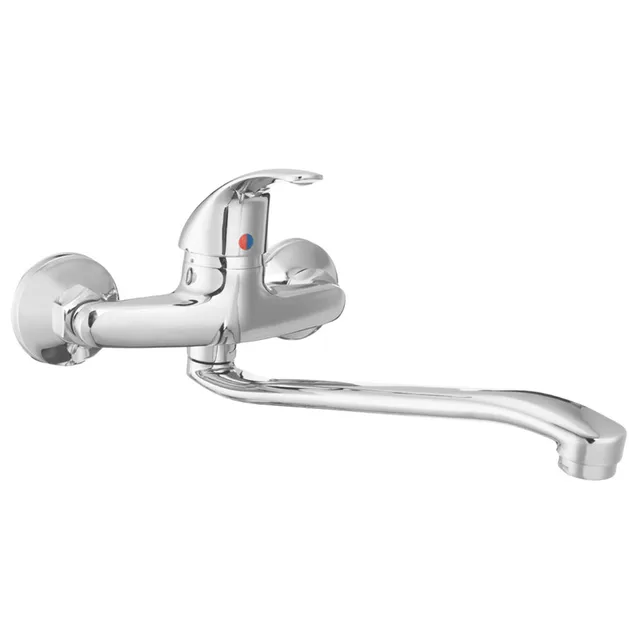 Xueqin Extended Spout Bathroom Basin Faucet Chrome Polished Single Handle  Sink Water Mixer Tap Cold And Hot Wall Mounted