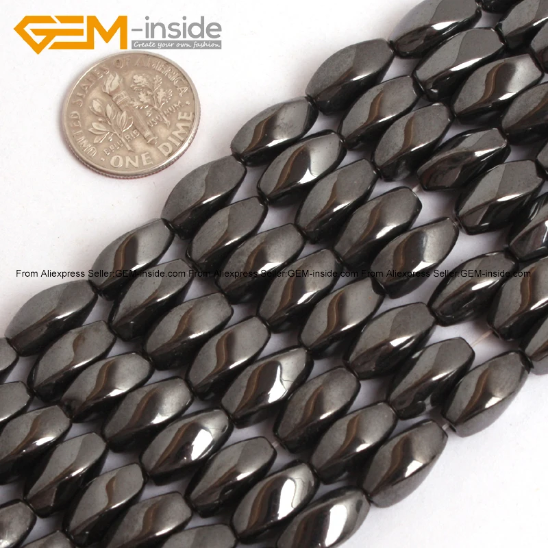 Gem inside Natural Hematite healing stone Beads With