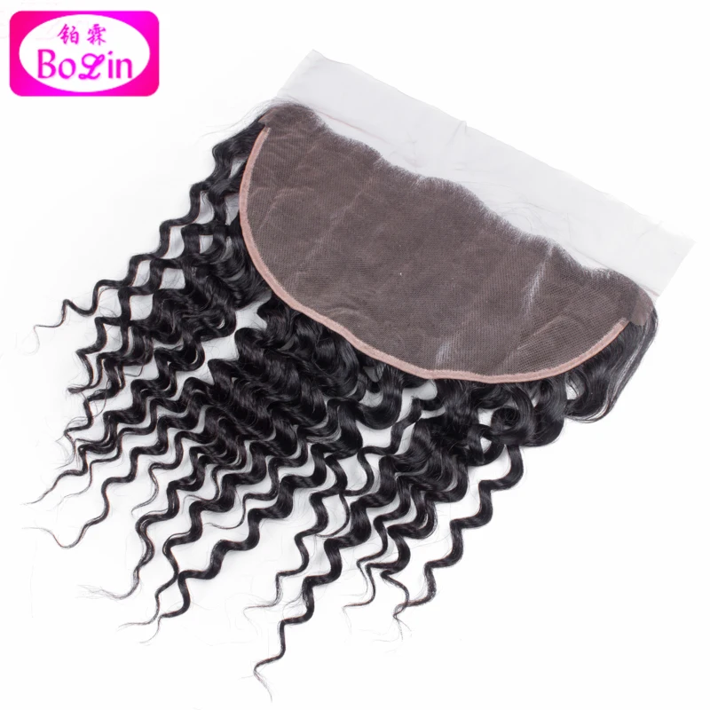 

13*6 Brazilian deep curly lace frontal human hair lace frontal bleached knots Middle Part Free Part 3 way part top lace frontal