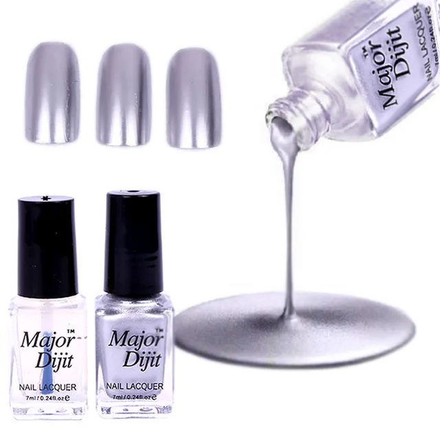 7ml Mirror Silver Chrom Nail Varnish Nail Polish Base Coat Peel Off