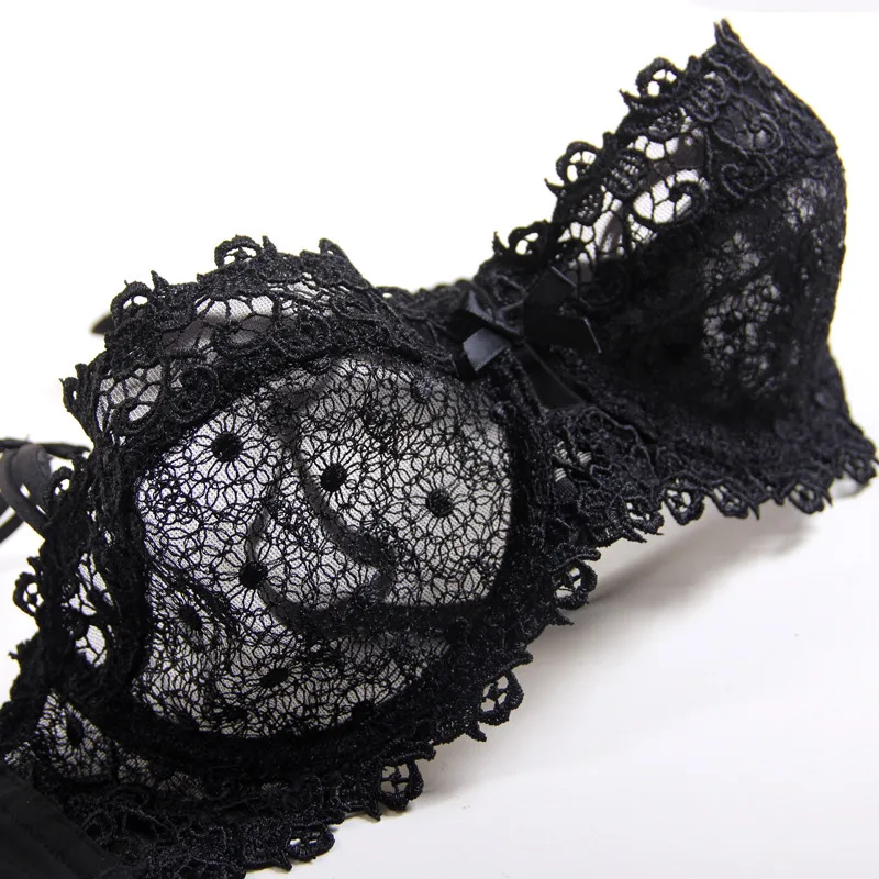 Sexy Ultra-Thin Transparent Underwear Lace Bra + Panties 2 Suitable for  Young Women No Sponge Large Size A B C D E Cup (Color : Black, Cup Size :  34B) : : Clothing, Shoes & Accessories