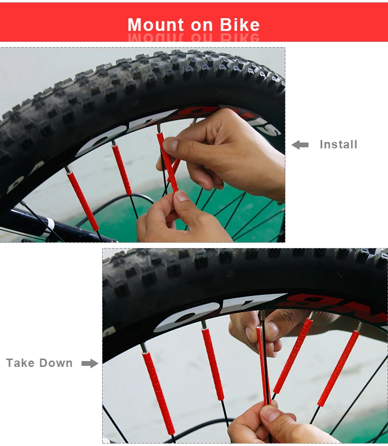 Discount Deemount24PCS Cycle Spoke Light Reflector Auto Light Sensitive Reflection Strips Bars Spokes casing for MTB City Road Bicycles S 11