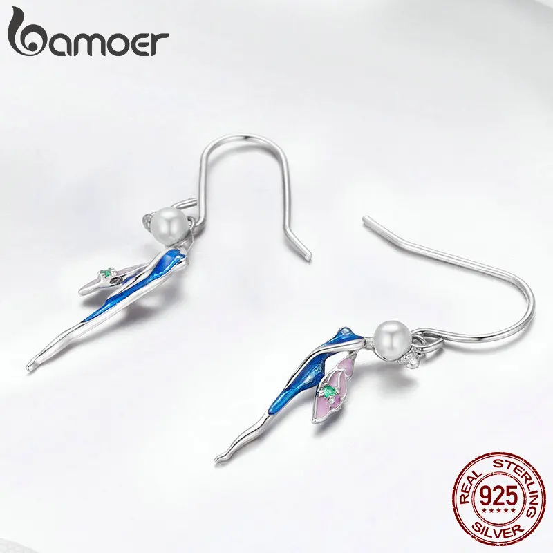 Женские серьги подвески BAMOER романтичные ювелирные изделия из 100% серебра 925 пробы