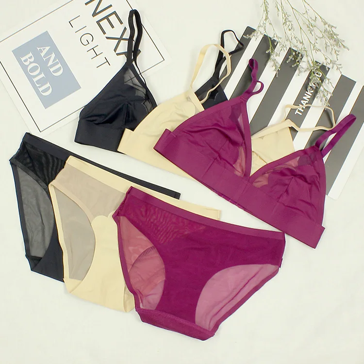 

Underwear Women Bra Set Wireless Comfort Sexy Triangle Bralette Seamless One Piece Female Lingerie See Through Panties Lenceria