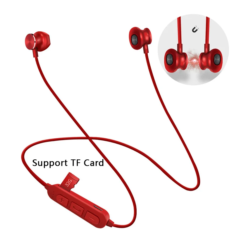 

New Sports Bluetooth Earphones Wireless Headphones Stereo Bluetooth 4.2 Headset Support TF Card MP3 with Mic for iPhone Android