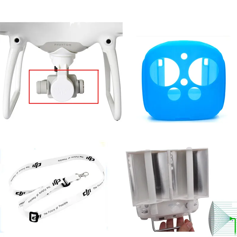 

For DJI Phantom 4 3 RC Drone Parts Neck Strap + Camera Lens Cover + Silicone Protective Case+Signal Booster Enhance Phantom