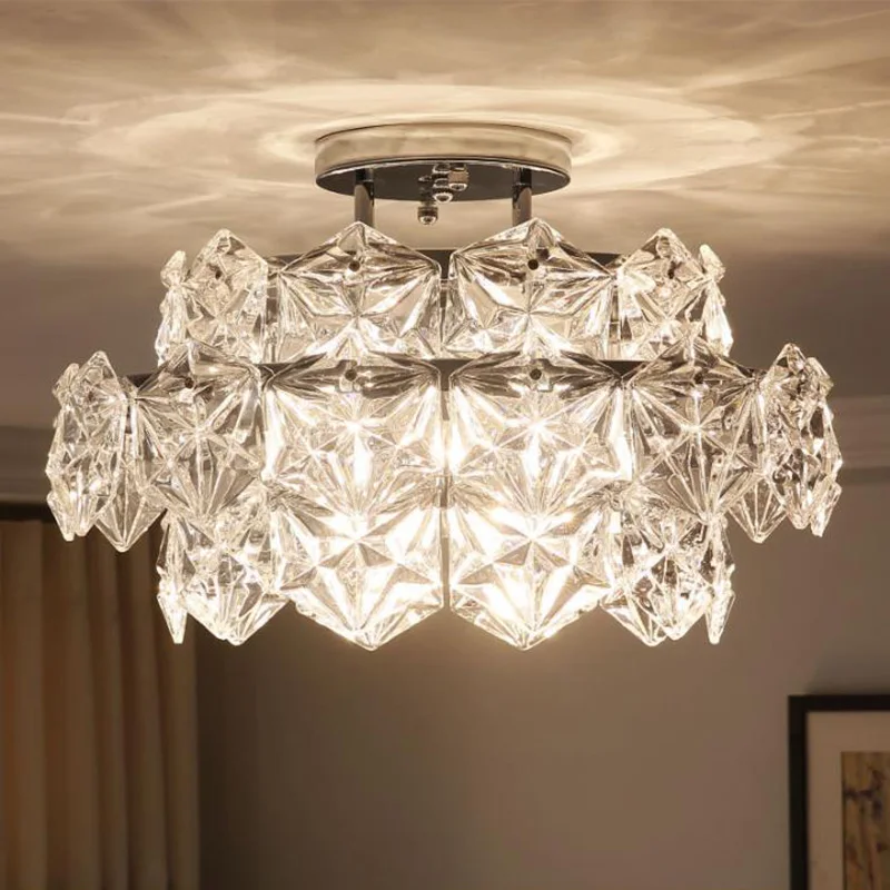 

Minimalist Contemporary K9 Crystal LED Ceiling Lights surface mounted living room Crystal lamp Modern bedroom LED Ceiling Lights