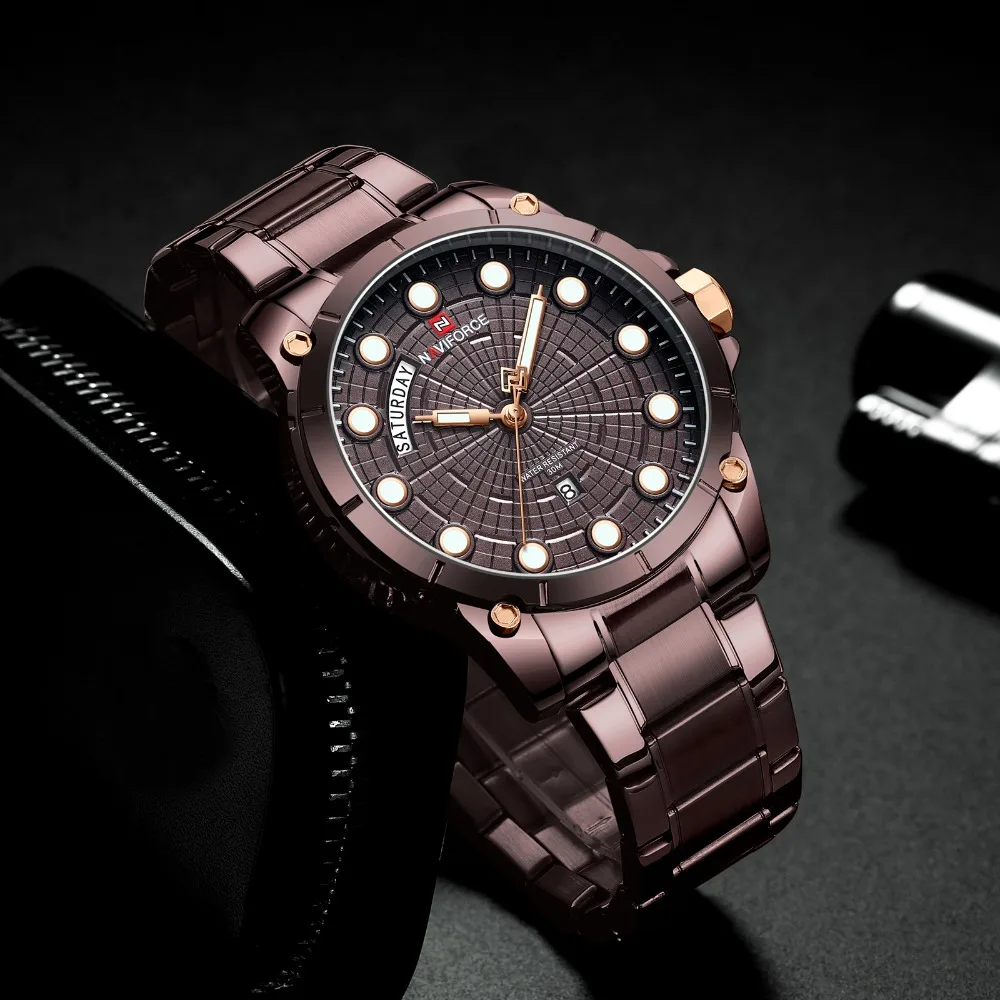 NAVIFORCE Watch Men Luxury Top Brand Stainless Steel Men's Wrist Watches Sport Watches for Man Quartz Wrist Watch Men Waterproof (18)