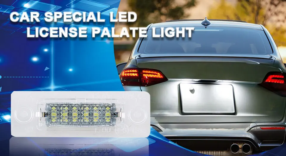 Error Free 18 LEDs 2835 SMD Car Led License Plate Lights Lamp 6500K 12V for VW Passat B5 Caddy T5 JettaSyncro MK5 Auto Stylings (1)