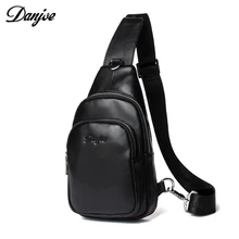 Натуральная кожа Danjue нагрудные сумки для мужчин водонепроницаемая сумка через плечо модная повседневная нагрудная Сумка двойные карманы на молнии