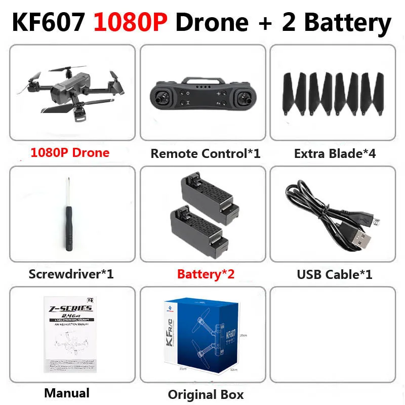 KF607 Профессиональный складной мини Дрон с двойной камерой 1080P 4K HD WiFi FPV оптический поток RC Квадрокоптер Вертолет игрушки VS SG106 - Цвет: KF607 1080P 2B Box