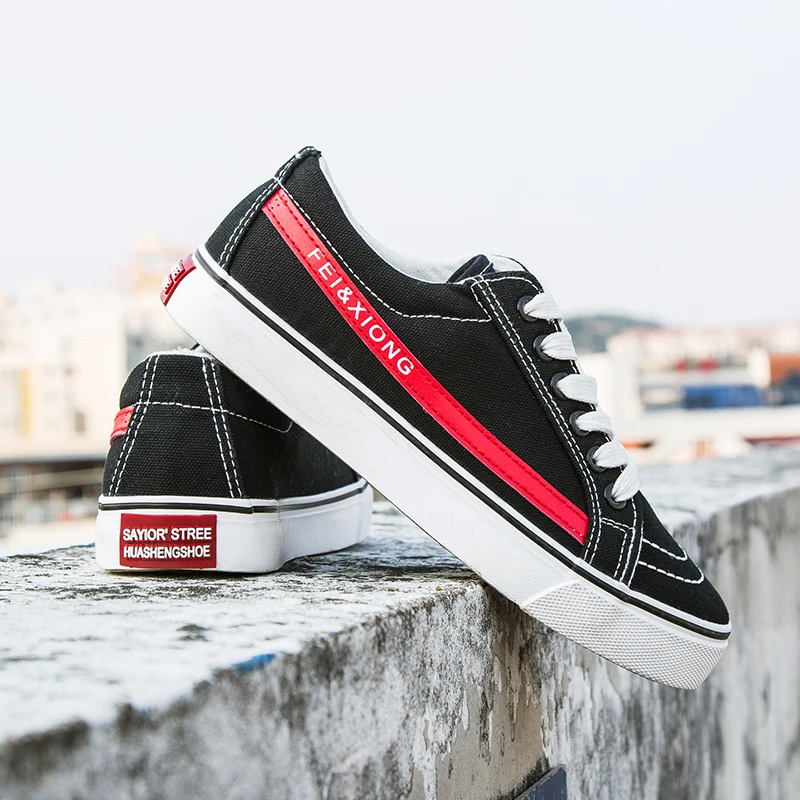 

LettBao 2018 Autumn New Trend Vulcanized Shoes Fashion Sneakers Men Non-slip Men Shoes Canvas Flat Shoes Black White Shoes