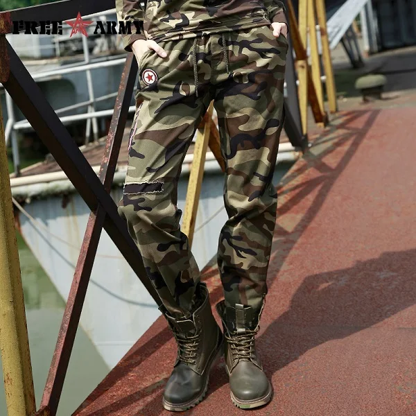 green camouflage Осень новые осенние черные брюки женские 4 цвета хип-хоп брюки камуфляж эластичный пояс брюки для женщин черные брюки плюс размер - Цвет: green camouflage
