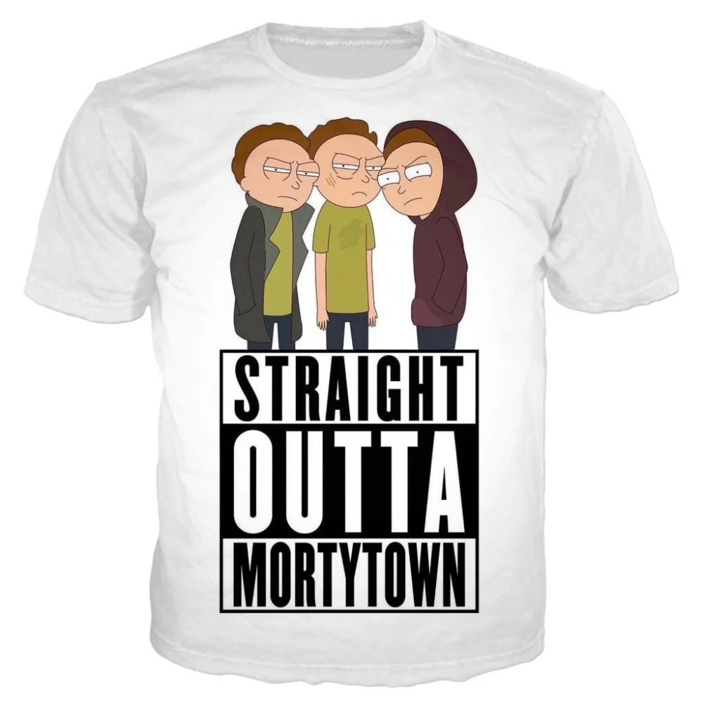 

RICK AND MORTY STRAIGHT OUTTA MORTYTOWN T-SHIR Hip Hop Funny 3d Printed Hip Hip Fashion T Shirt