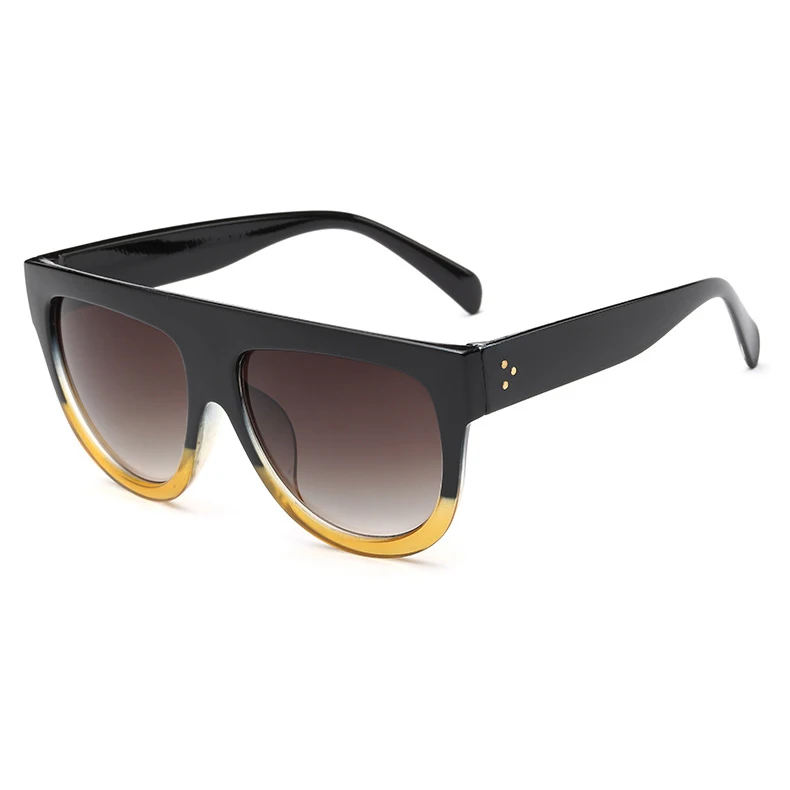 TOYEARN модные Брендовая Дизайнерская обувь Винтаж очки с плоским верхом Для женщин заклепочные Оттенки Солнцезащитные очки женские гафы Óculos de sol UV400 - Цвет линз: C02