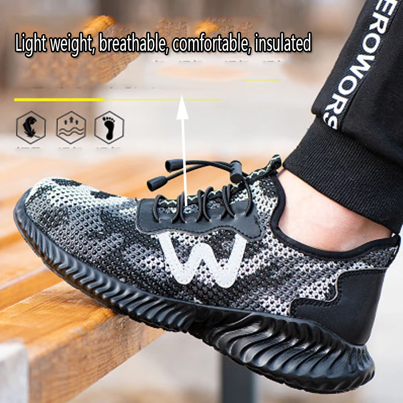 Outdoor Light Men And Women Work Shoes Steel Toe Anti-smashing anti Puncture Safety Shoes Summer Breathable Deodorant Boots