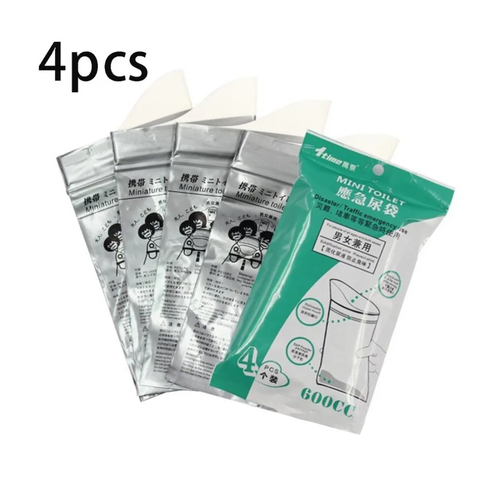 4 Pcs Disposable Large Capacity Portable Camping Super Absorbent 4 Pcs Disposable Large Capacity Portable Camping Super Absorbent Uni Mini Toilet Urine Bags For Traffic Jam Travel Xmas Ornaments