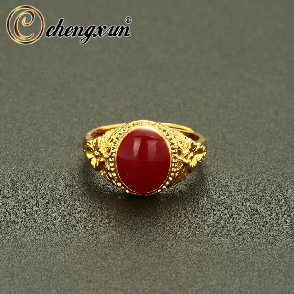 

CHENGXUN Gold Large Oval Statement Ring Inlaid with Colorful Enamel Rings for Women Men Jewelry Party Decoration